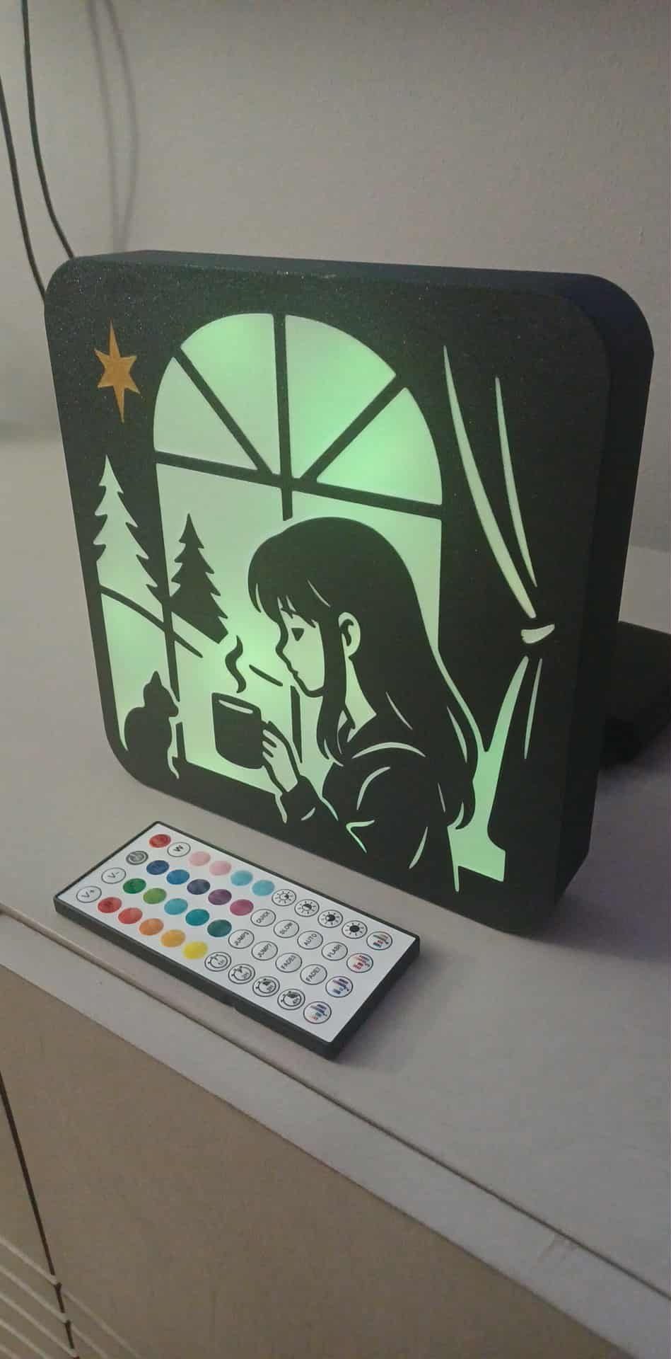 Coffee Girl LED light box – custom 3D printed – Lit Layer Creations